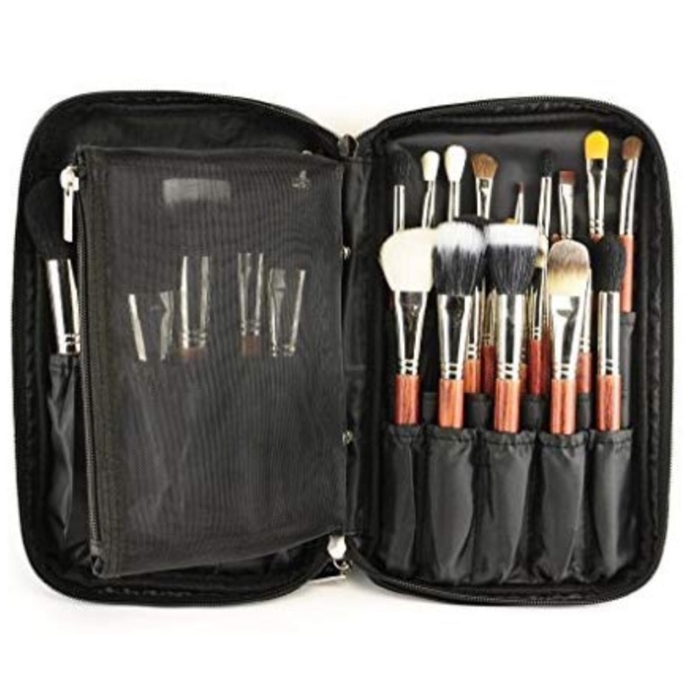 Black Makeup Bag w/ Brush Pockets
